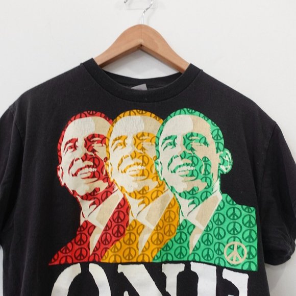 Delta T Shirt Adult Medium Black Cotton Barack Obama One Love Concrete Roots Y2K - Picture 4 of 8